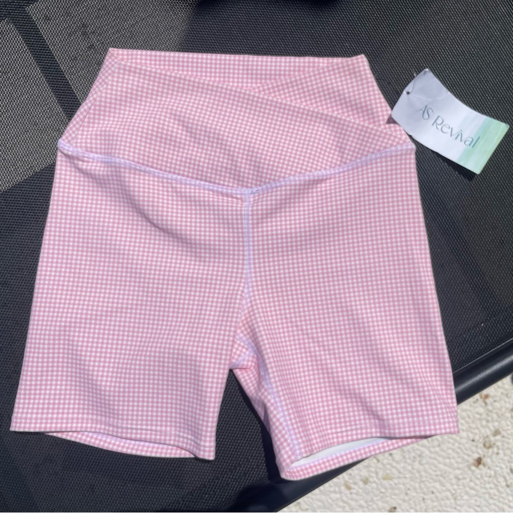 Altar'd State Pink Gingham Athletic Shorts NWT